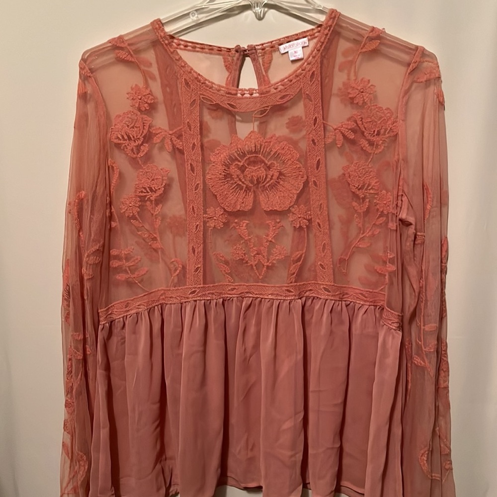 Xhilaration Sheer Coral Top XL